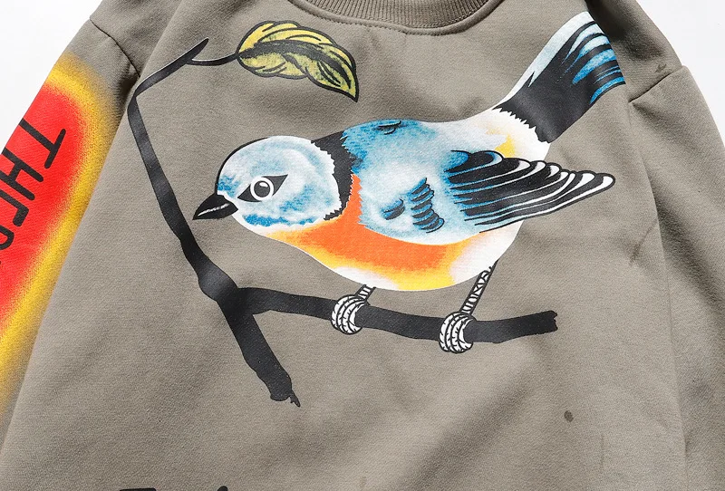 

KANYE Graffiti Skull Bird Print hoodie Pattern Fleece Sweatshirt Men Women High Street Sherpa Streetwear Stranger Things Hoodies