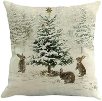 throw pillow covers christmas theme farmhouse retro square 18x18 pillowcase with zipper decorative for couch bed sofa
