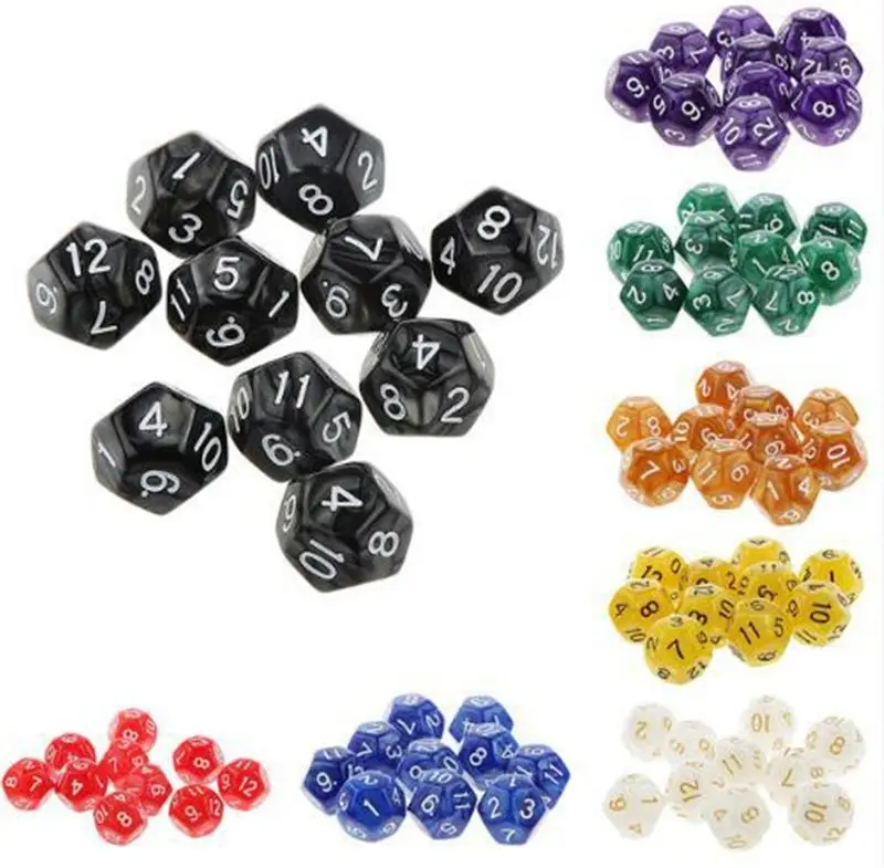 

25 Count Assorted Pack of 12 Sided Dice - Multi Colored Assortment of D12 Polyhedral Dice