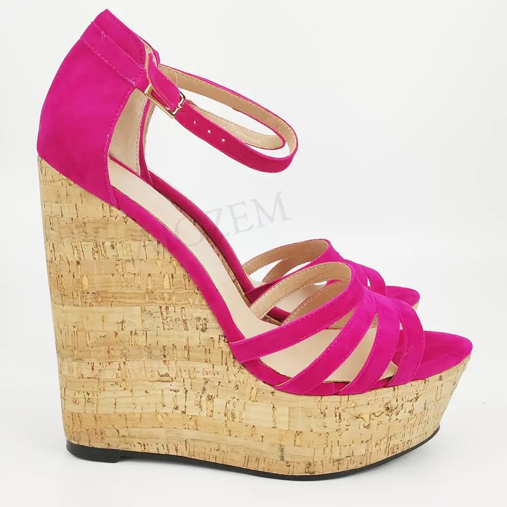 LAIGZEM CHIC Women Sandals Platform Wedges High Heels Party Pumps Faux Suede Shoes Woman Sandalias Verano Large Size 34 43 44 52 | Обувь