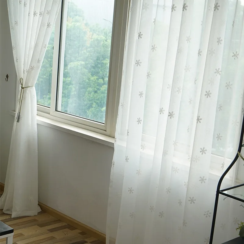 Белые тюлевые шторы со снежинками занавески с вышивкой для гостиной спальни