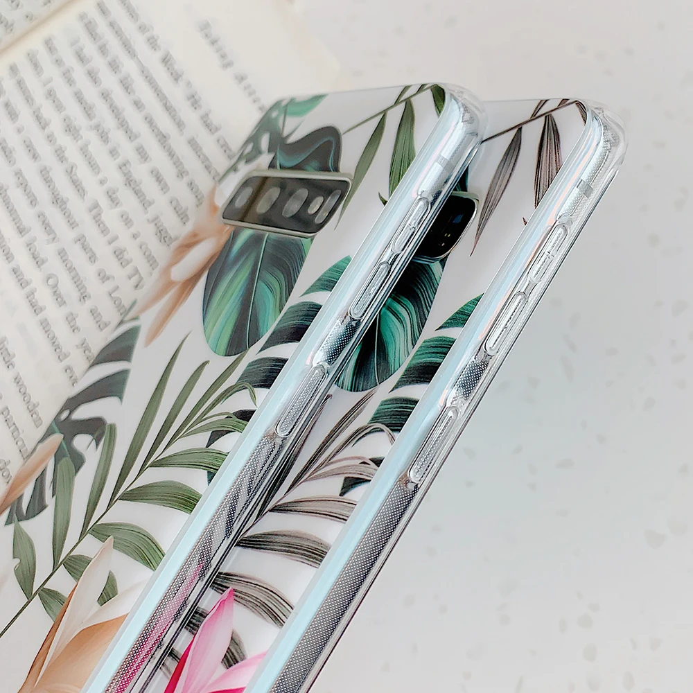 Чехол для телефона Samsung A50 A70 с зелеными листьями и цветами чехол S8 S9 S10 Plus защитный