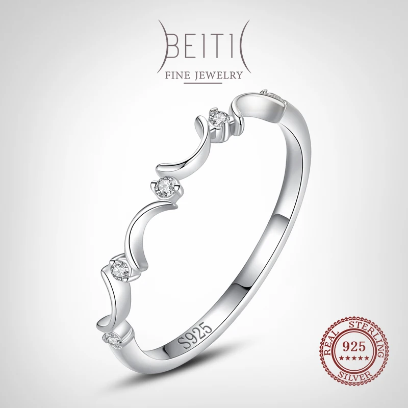 

Beitil Simple Line 925 Sterling Silver Clear Cubic Zirconia Stackable Finger Ring For For Women Minimalist Fine Jewelry