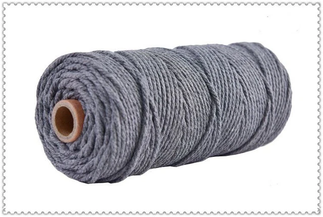Gray 22 цвета, 100 м, 109 ярдов, цветная, цветная, ручная работа, длинный, макраме, хлопок, скрученный шнур, 3 мм, ручная работа, плетеная проволока - Цвет: Gray