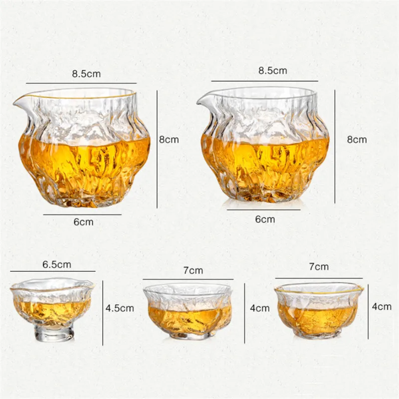 

Transparent Glass Tea Infusers Kung Fu Drinkware Heat Resistant Walnut Pattern Teacup Phnom Penh Tea Dispenser Water Mug Teaware