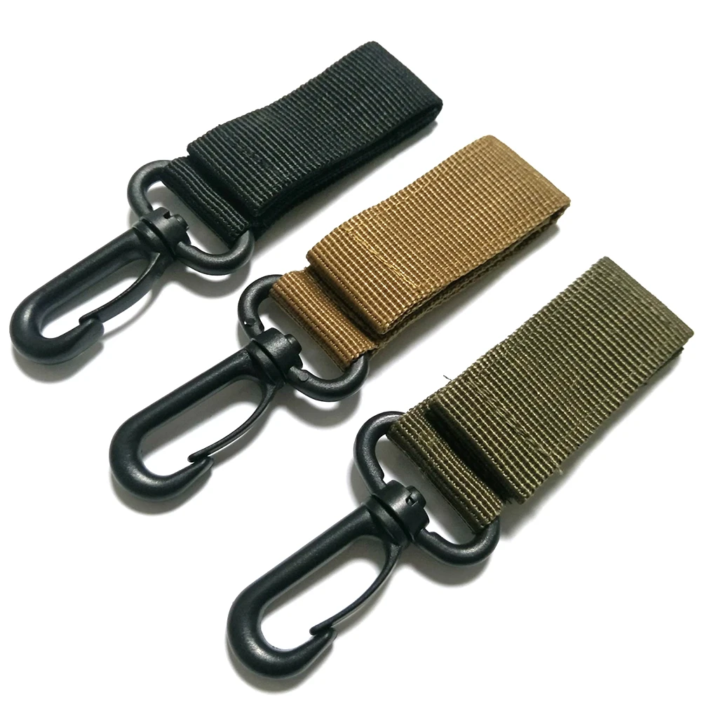 

Outdoor Tac-tical Nylon Webbing Carabiners Hook Multifunctional Military Fans Key Chain Tac-tical Accessory Belt Quickdraw