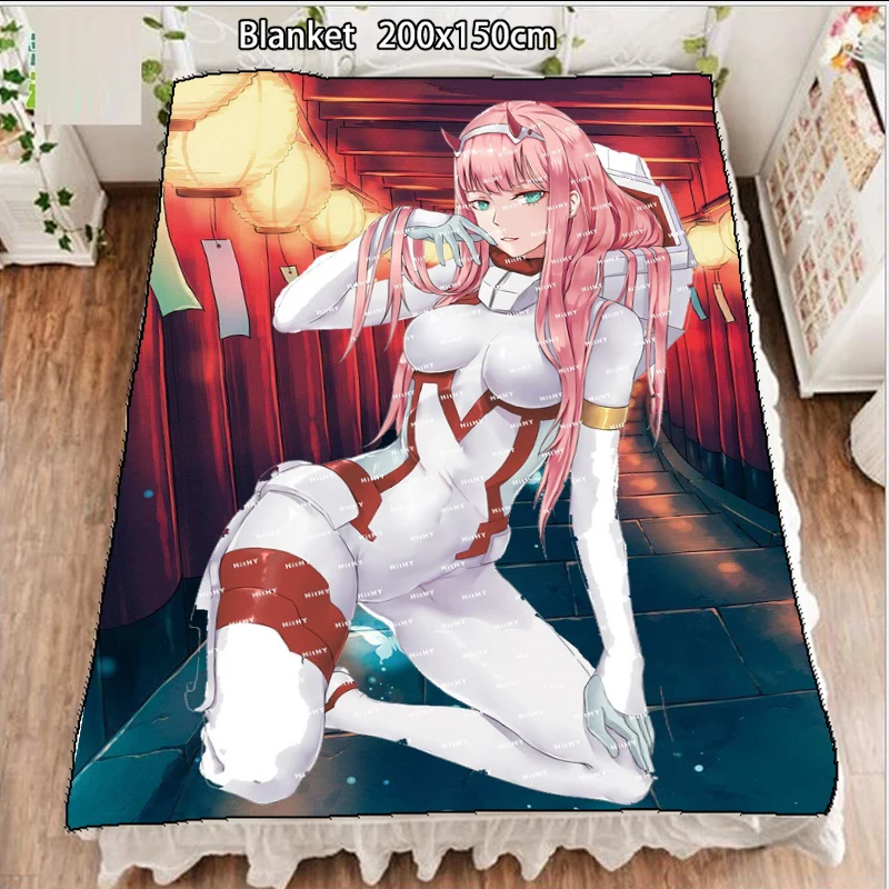 

Anime Fleece Blanket darling in the franxx Zero Two quilt carpet soft bedding accessories 200x150cm