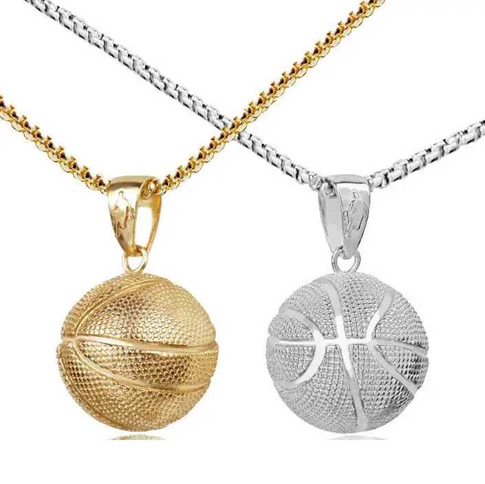 Ожерелье с кулоном в виде баскетбольного мяча цепочка из нержавеющей стали для