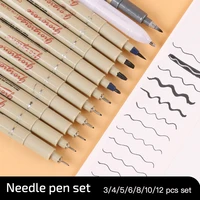 34568pcs needle pen art hand painted hook line pen stroke sketch engineering stroke pen set paint brush highlightbeauty pen