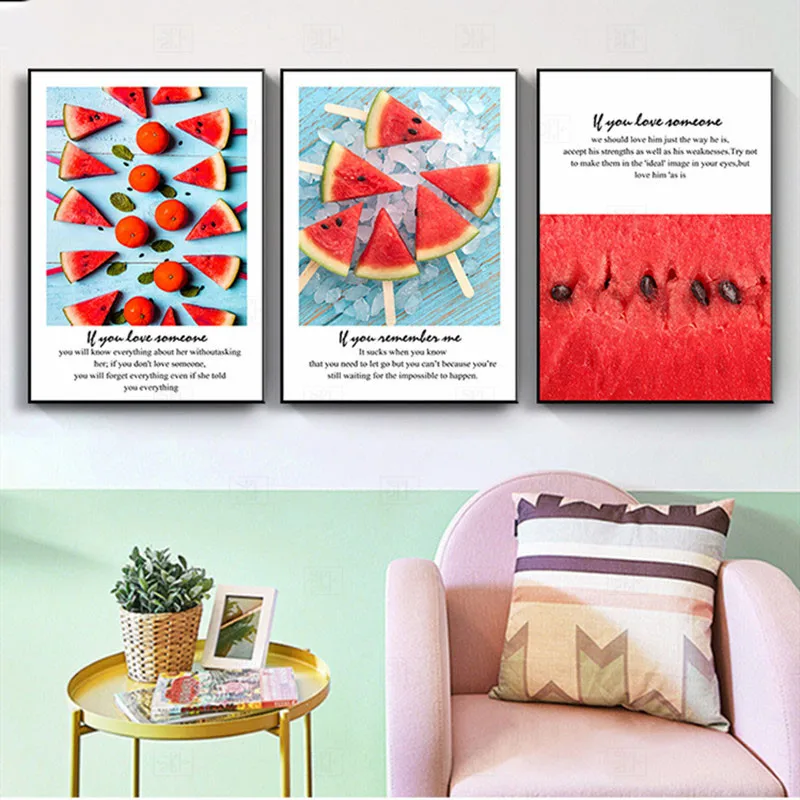 Современная роспись фрукты арбуз искусство на стену в столовой декор для