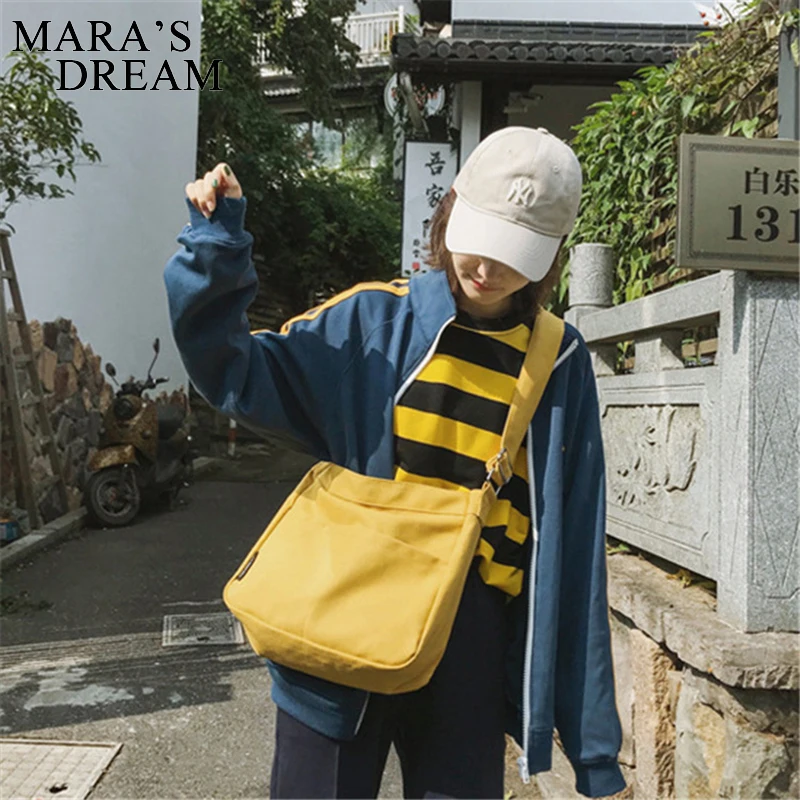 

Mara's Dream Large Capacity Students Canvas Shoulder Bags Female Handbags Satchel Solid Color Crossbody Bag Women School Bags
