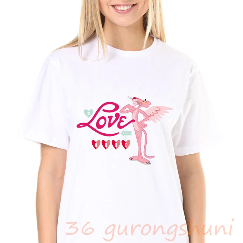 tops cute anime cartoon graphic t shirts tees print tshirt goth pink panther shirt women grunge aesthetic clothes streetwear | Женская