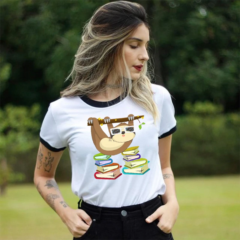 

Summer Women T shirt 2020 Cartoon Sloth Print Casual Short Sleeve T-shirt Cute Style Tumblr Tshirt Female Tops Tee Clothing