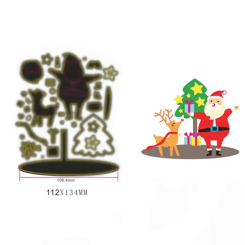 

Metal Cutting Dies Santa Claus With Christmas Deer&Tree cut die for DIY Scrapbooking Crafts new 2019 Embossing Die Cuts