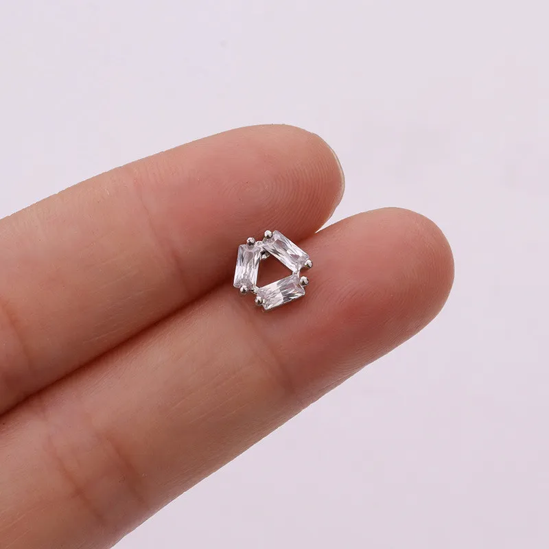 FZHH054200810 TTLIFE Various Crystal Flower Cartilage Piercing Helix Jewelry Stainless Steel CZ Ear Stud Tragus Cartilage Conch Earring Stud - Окраска металла: FZHH054200810