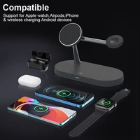 new15w fast magnetic wireless charger stand for iphone 13 12 11 apple watch with touch light charging dock station for airpods