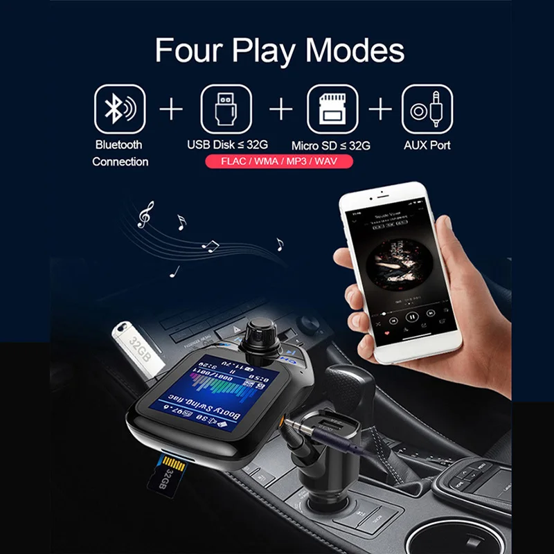 Автомобильный MP3-плеер зарядное устройство с Bluetooth для прикуривателя