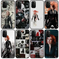 marvel avengers black widow phone case for xiaomi redmi poco f1 f2 f3 x3 pro m3 9c 10t lite nfc black cover silicone back prett