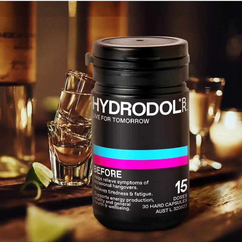 

Australia Hydrodol Drunk Hangover Remedy Supplement 30 Capsules Drinking Health Liver Detoxification Alcohol Metabolism Fatigue