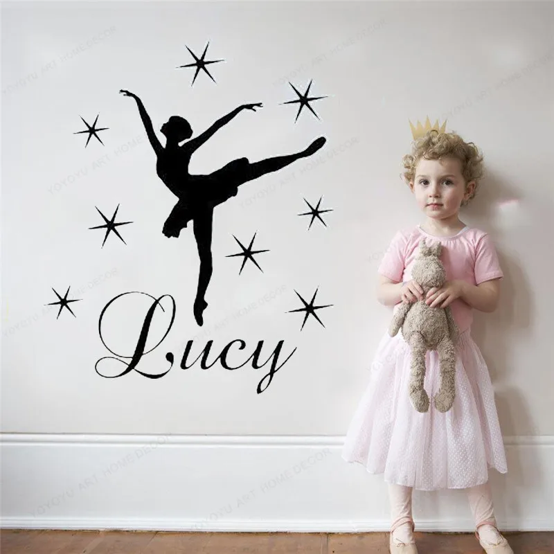 

Custom Name Dance Ballet Wall Decal Personalized dancer wall sticker vinyl removable poster JH345