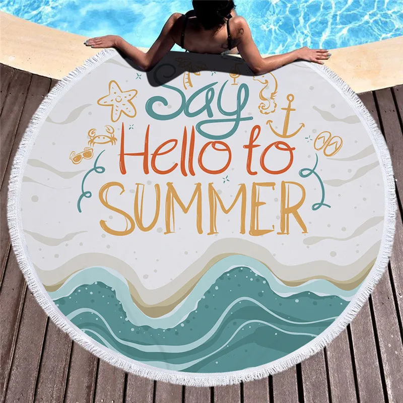 Летнее 150 см круглое пляжное полотенце с кисточками мягкое Впитывающее