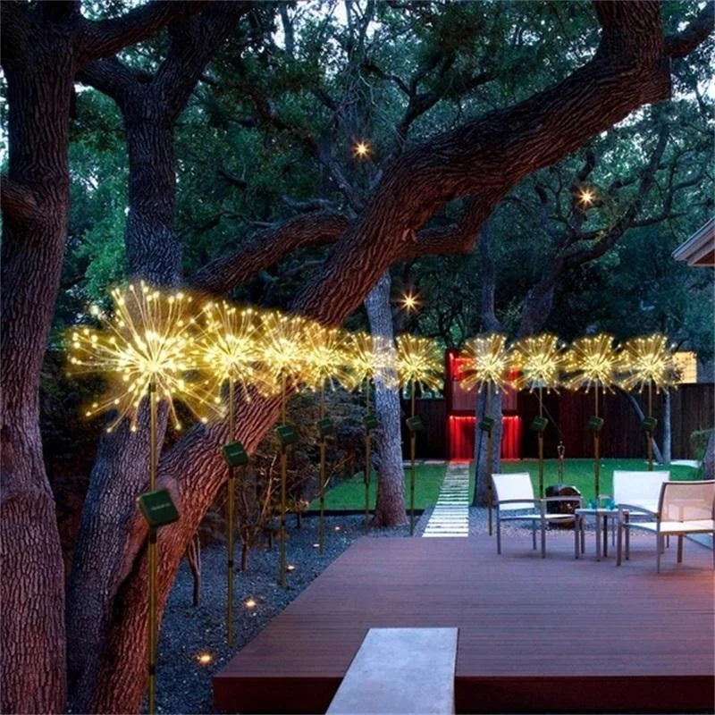 

90/120/150LED Solar Light Outdoor Firework Fairy Garland Lighting Pathway Lawn Landscape Holiday Light Birthday Party Wedding