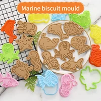 mold for baking marine seahorse octopus cartoon biscuit mold household cookie baking 3d stereo diy fondant cookie cutting tools