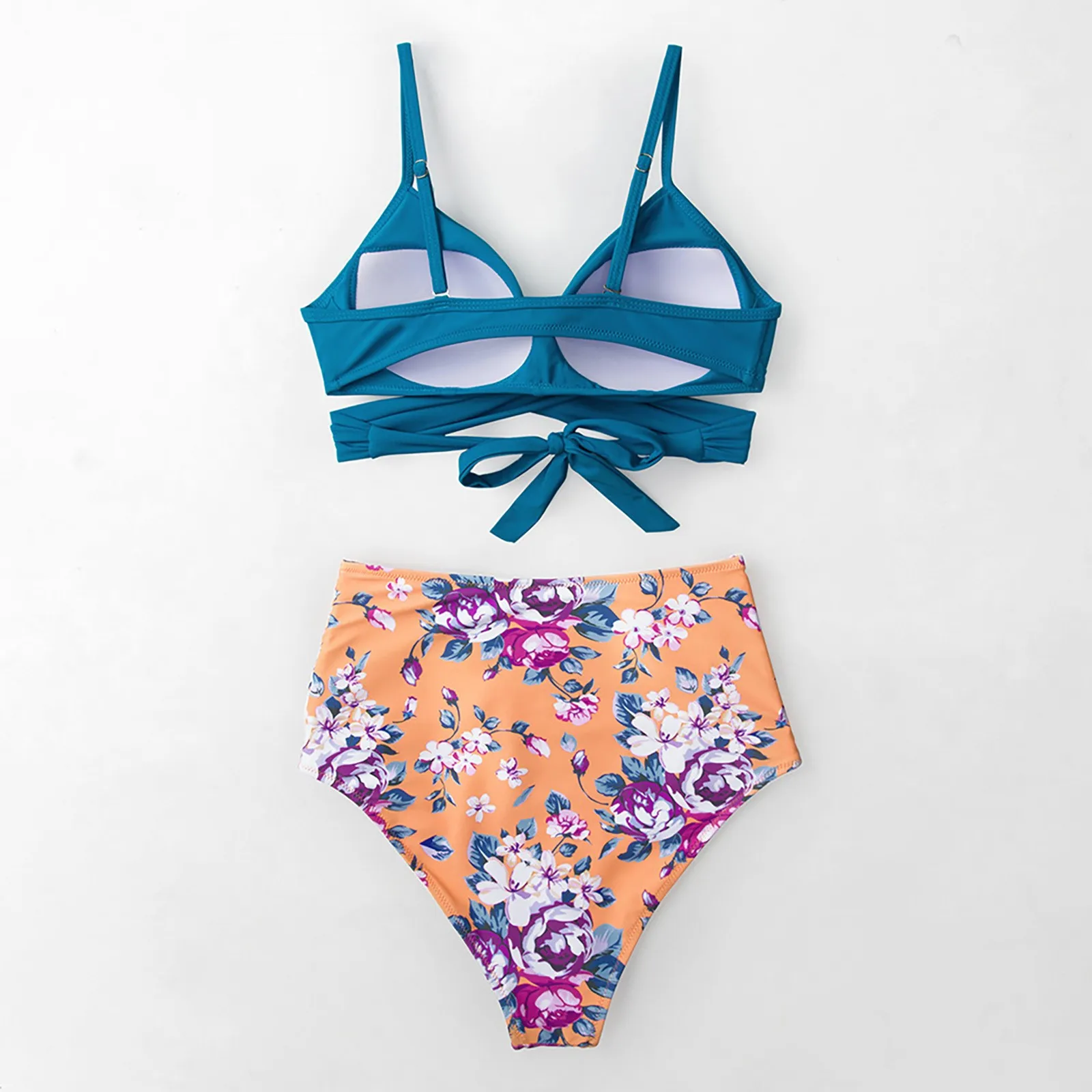 

Push-Up Padded Swimwear Womens Bandage High Waist Printed Swimsuit Top Bra Sexy Brazilian Beach Beachwear Two-piece biquni 2021