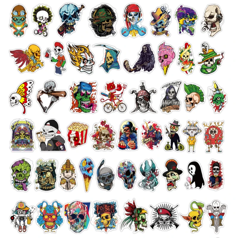 

10/30/50/100Pcs/Set Halloween Skeleton For Snowboard Laptop Luggage Fridge Car- Styling Vinyl Decal Home Decor Stickers