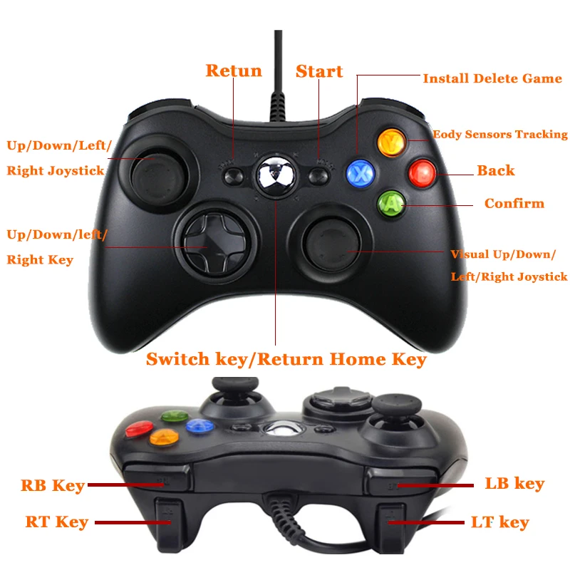 USB Wired Gamepad For xbox 360 controller Vibration Joystick for pc xbox 360 wired controller for Windows 10 7 8 PC Controller images - 6