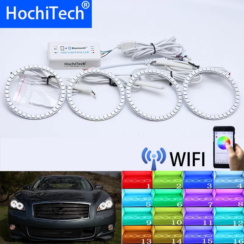 

Wi-Fi, Беспроводной с несколькими цветами RGB Цвет светодиодный ангельские глаза гало кольца Дневной светильник дневные ходовые огни для Infiniti M...