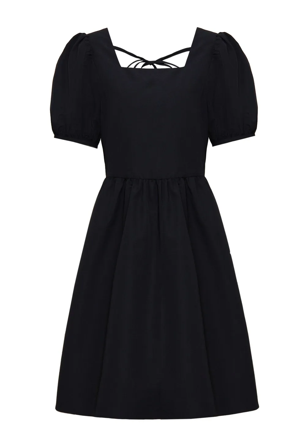 

Square Neck Tie Back Puff Sleeve Dress