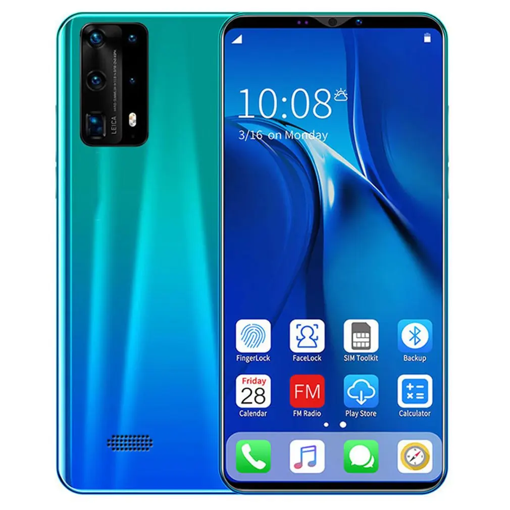 

Двухъядерный смартфон P40 Pro, 5 дюймов, 512M + 4G, смартфон Android, 3D стеклянная задняя крышка, синий