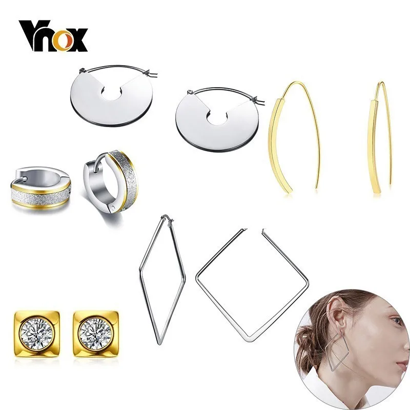 Женские Геометрические сережки Vnox 5 пар сережек из нержавеющей стали