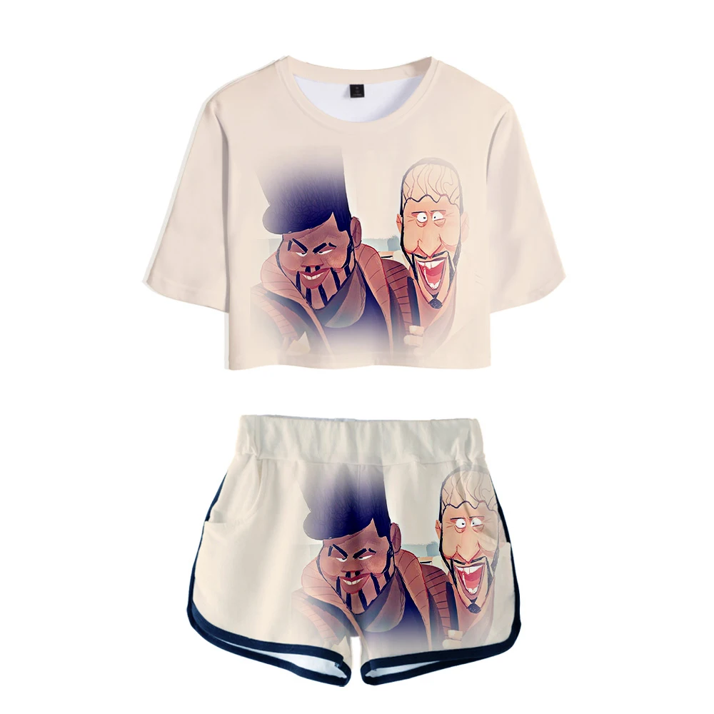 

Key and Peele Season 3D Printed Women Two Piece Set Fashion Summer Short Sleeve Crop Top+Shorts Hot Sale Streetwear Clothes