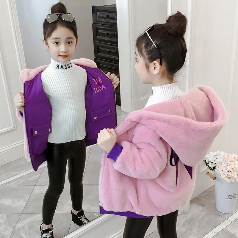 

Girls Baby's Kids Coat Jacket Outwear 2021 Long Jean Warm Plus Velvet Thicken Winter Autumn Buttons School Fleece Children's Clo