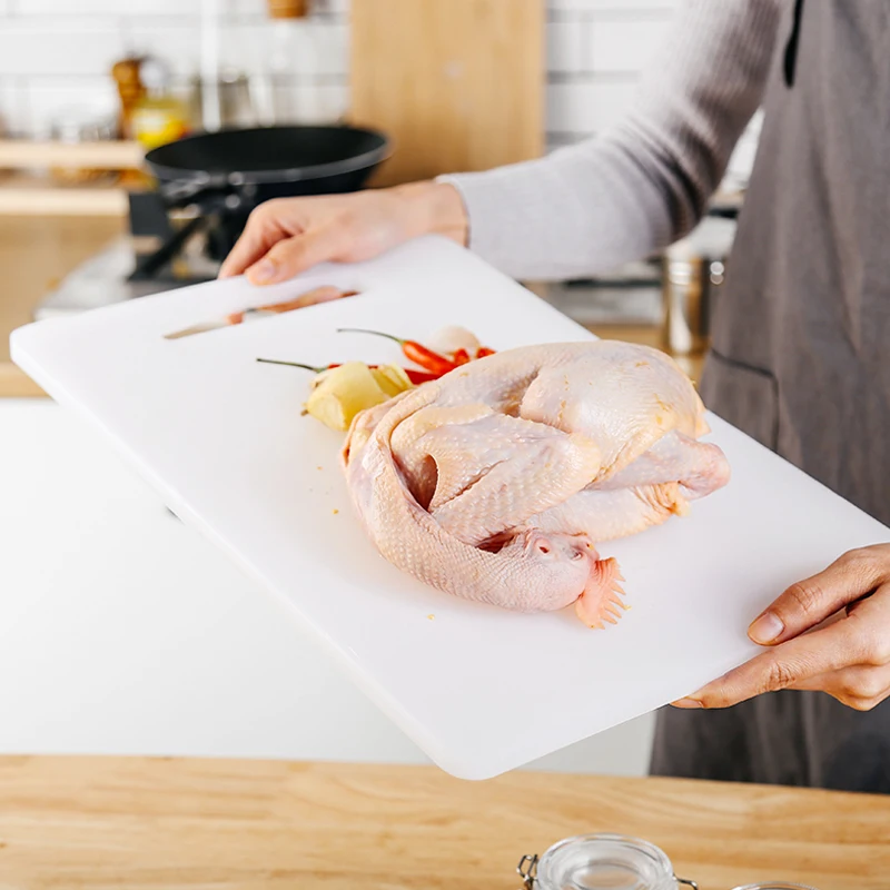 

White PP Chopping Board Non-slip Chopping Blocks Vegetable Fruit Meats Bread Cutting Board for Home Kitchen Outdoors Camping