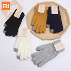 Женские кашемировые вязаные зимние перчатки Xiaomi, кашемировые вязаные женские осенне-зимние теплые плотные перчатки, лыжные перчатки для сенсорного экрана
