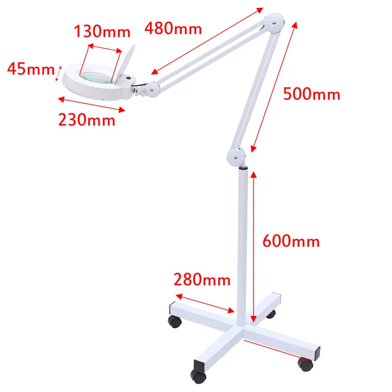 

8x Diopter Magnifying Floor Stand LED Lamp Light Magnifier Adjustable Beauty Tattoo Loupe Glass Cold Ligth Len Facial Light