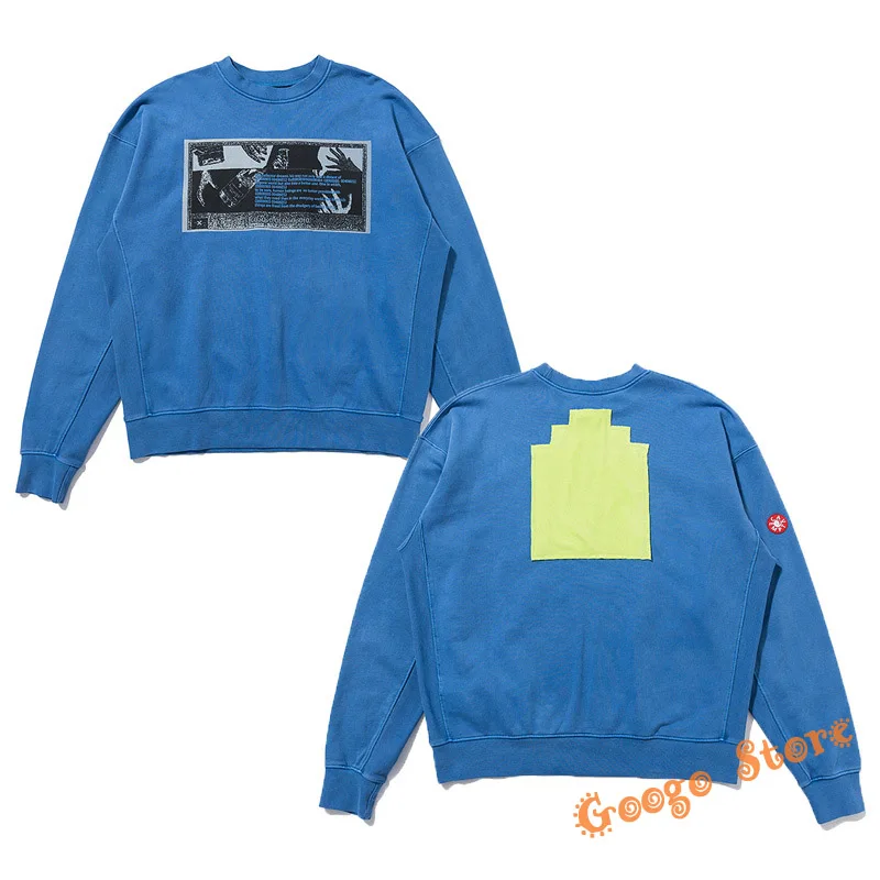 

Классический пуловер Cav Empt C.E, толстовки для мужчин и женщин, повседневная хлопковая синяя нашивка, цифровая прямая печать, ярлыки, фотообои