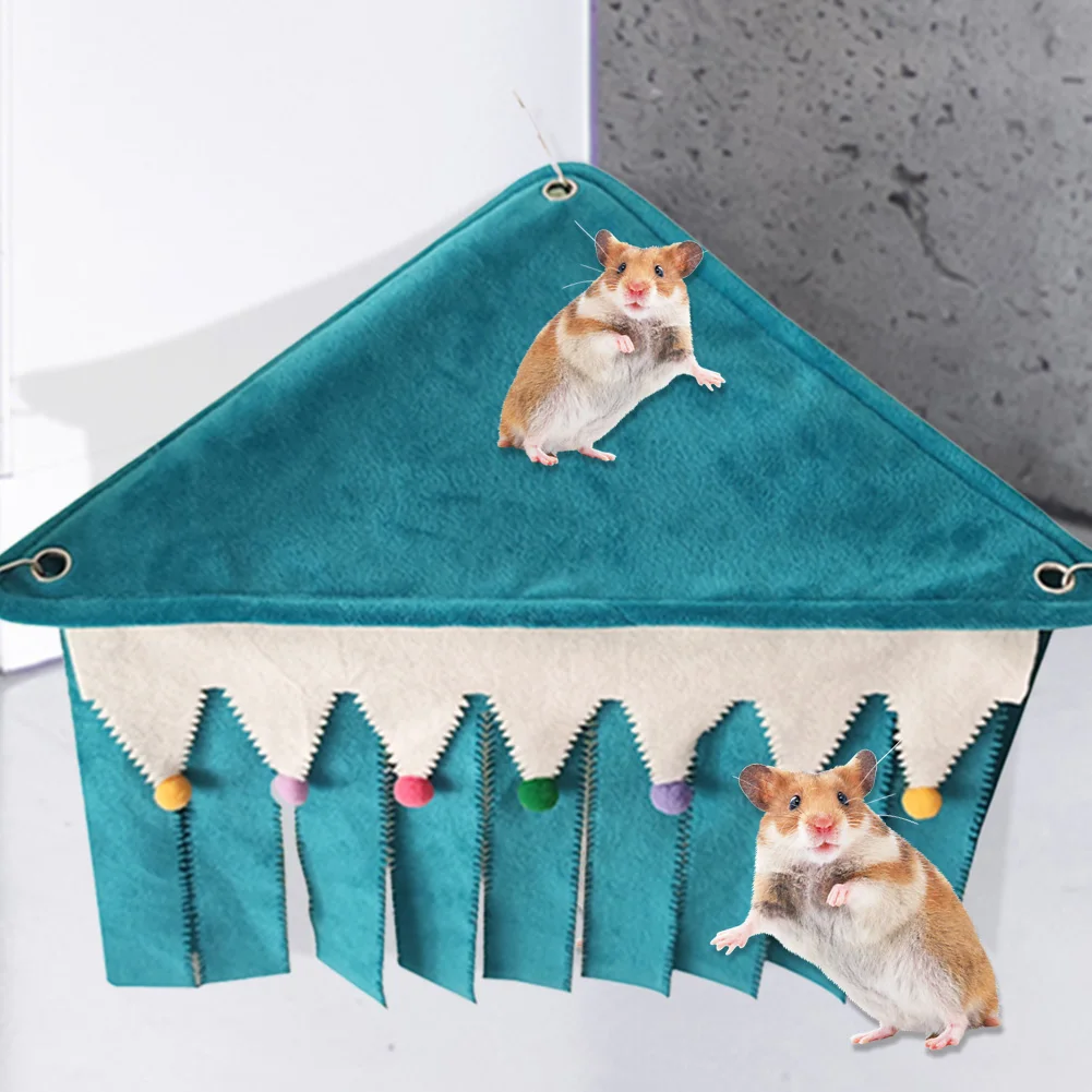 

Hamster Hammock Velvet Products Comfortable Small Nest Safe Triangle Tassel Hammock Harmless Pet Necessary Supplies