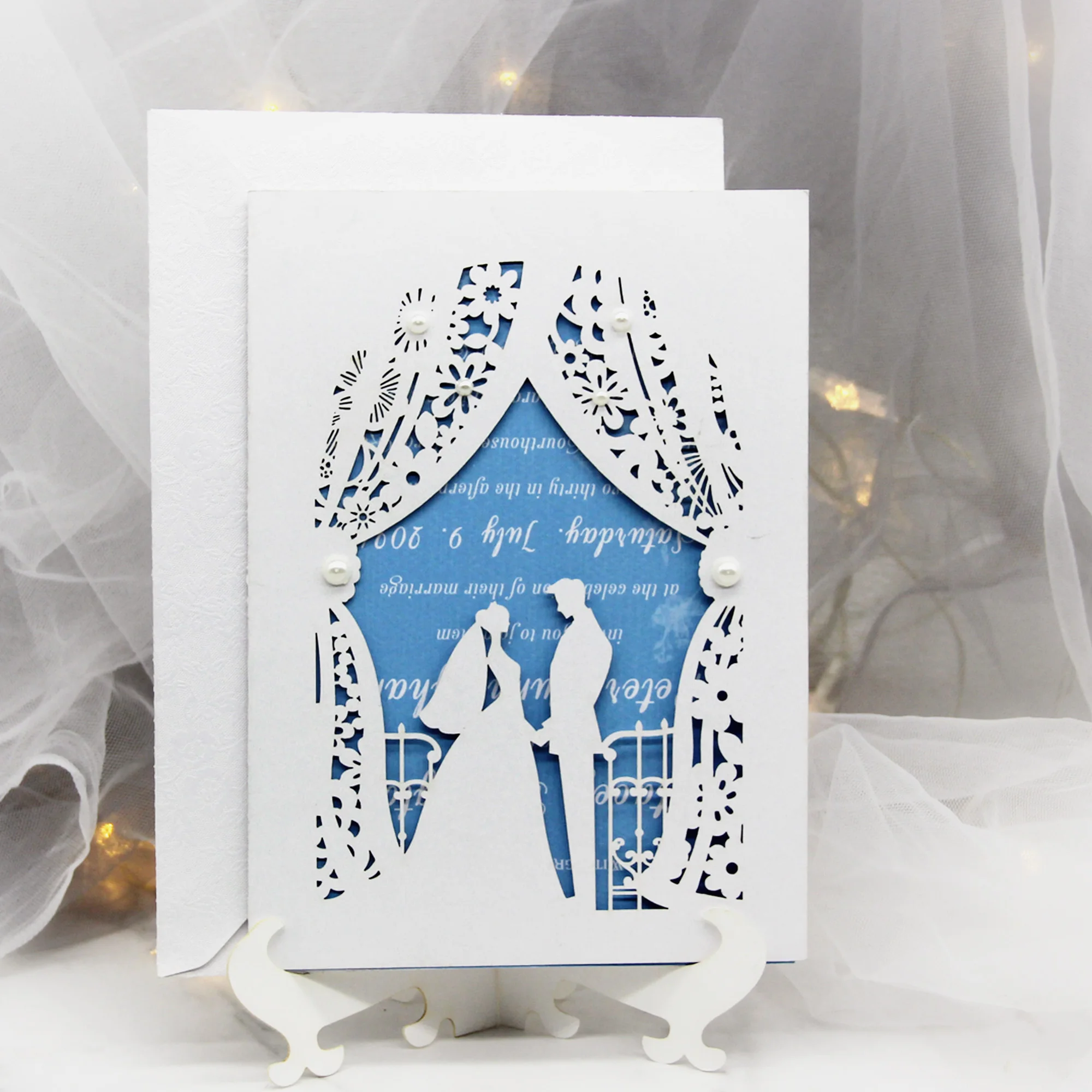 50 шт./лот Свадебное приглашение с лазерной резкой белое элегантное для жениха и