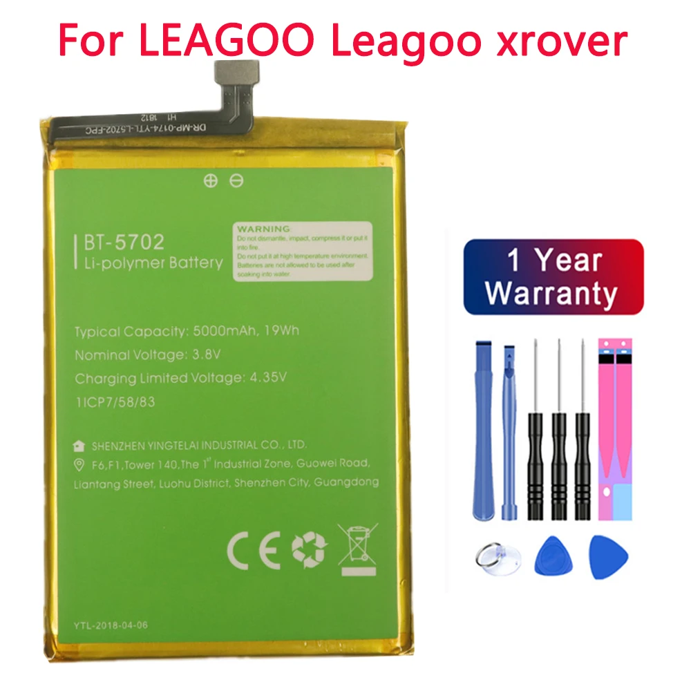 

100% Original LEAGOO Battery BT 5702 3.8v 5000mah Battery for LEAGOO Leagoo xrover BT-5702 Mobile Phone Batteries