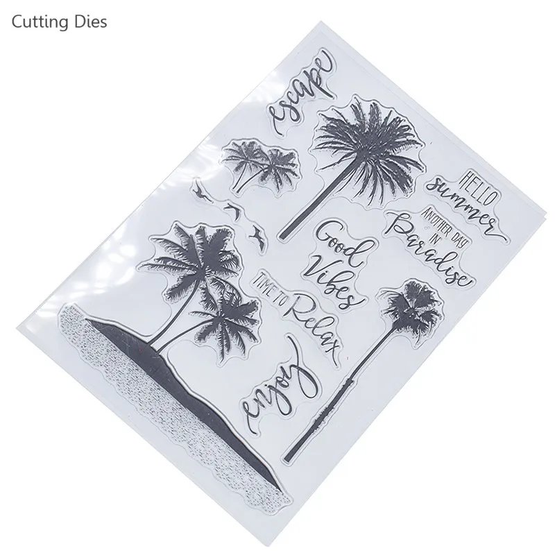 Кокосовое дерево Прозрачный фон Штамп для DIY Скрапбукинг карты изготовления