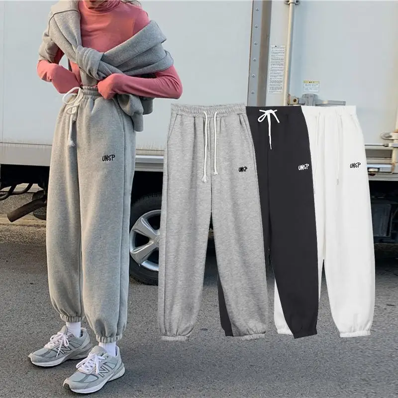 

Autumn Winter New Ladies Japanese OL Black Harem Pants Breathable Thick Casual Plus velvet Pants Simple Trousers For Women