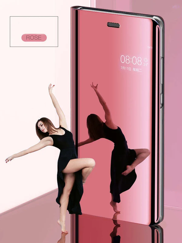 Rose Gold Умный зеркальный флип-чехол для huawei P Smart Z Y9 Y7 Y6 Y5 Prime NOVA 5 5i Pro 4 4E 3 3i 3E чехол для телефона Coque - Цвет: Rose Gold
