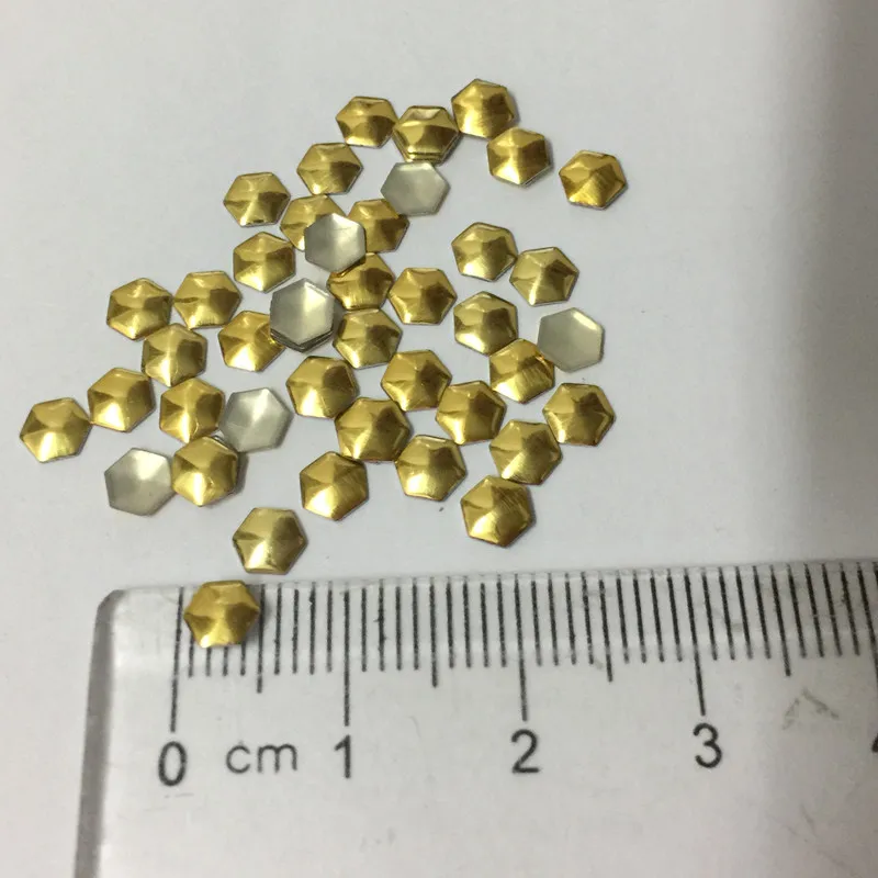 Шестиугольные золотые металлические 3D украшения для ногтей своими руками 500