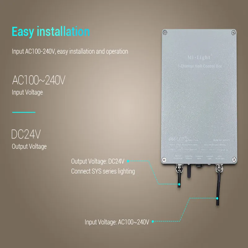 

Miboxer SYS-PT1 1-Channel Host Control Box SYS-PT2 1-Channel Amplifier Box led controller 2.4G Smartphone APP DMX512 control