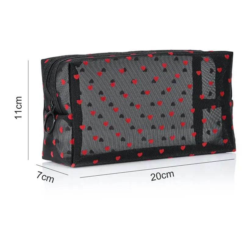 

coofit 1pc Fashion Printing Mesh Makeup Bag Large Capacity Cosmetic Pouch Cosmetic Organizer Bag For Women Outdoor Travel