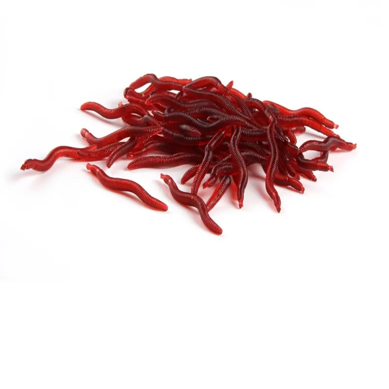 Мягкие рыболовные приманки 50 шт. красные черви червяки для ловли форели снасти